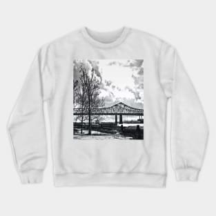 Bridge in Winter (B&W) Crewneck Sweatshirt